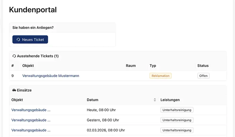 Kundenportal - Dashboard